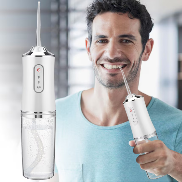 Irigator Oral/Dental, 3 Programe de Presiune, 4 Vârfuri Incluse, USB/IPX7, CRM, 220 ml, Portabil, Alb [6]