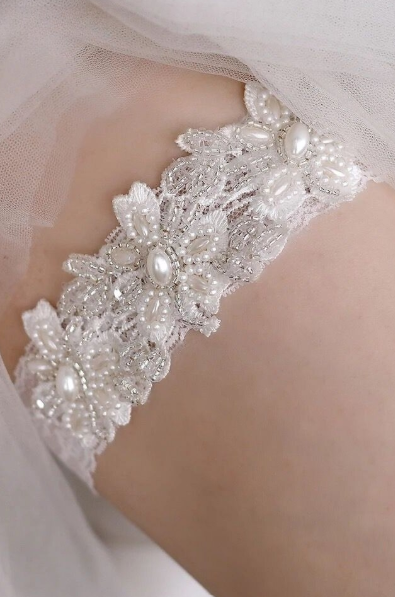 Jartea din dantela pentru mirese, ADM, Bride Flowers, alba, marime universala [2]