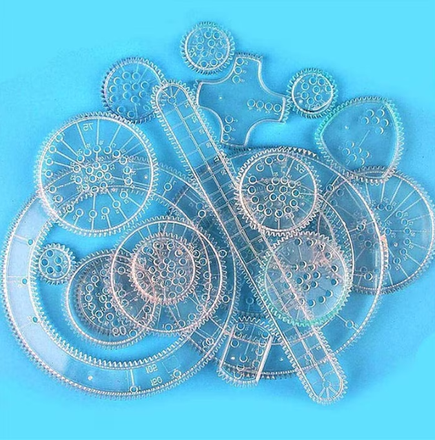 Joc creativ, set sabloane spirograph transparente pentru desen geometric, ADM, 22 piese [2]