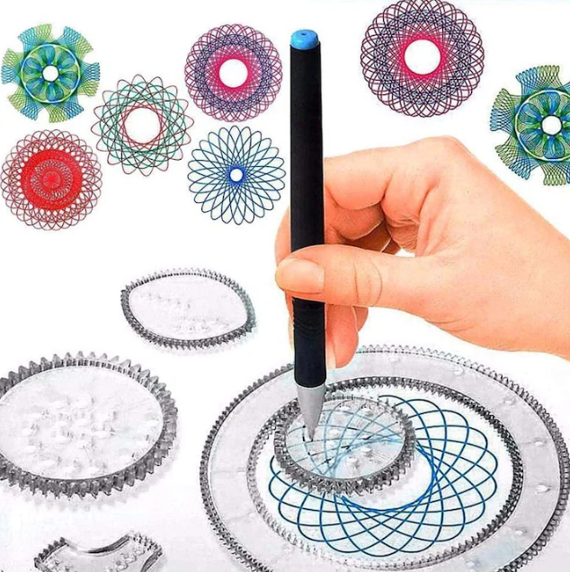Joc creativ, set sabloane spirograph transparente pentru desen geometric, ADM, 22 piese [6]