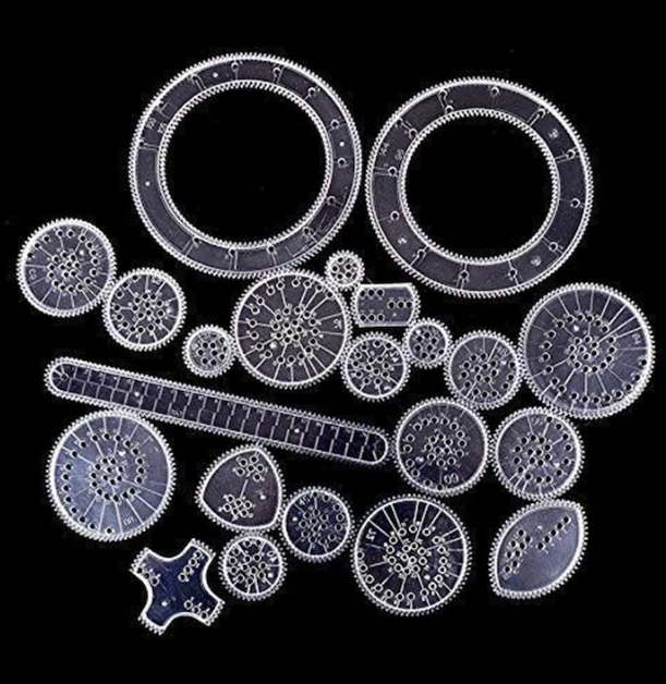 Joc creativ, set sabloane spirograph transparente pentru desen geometric, ADM, 22 piese [5]