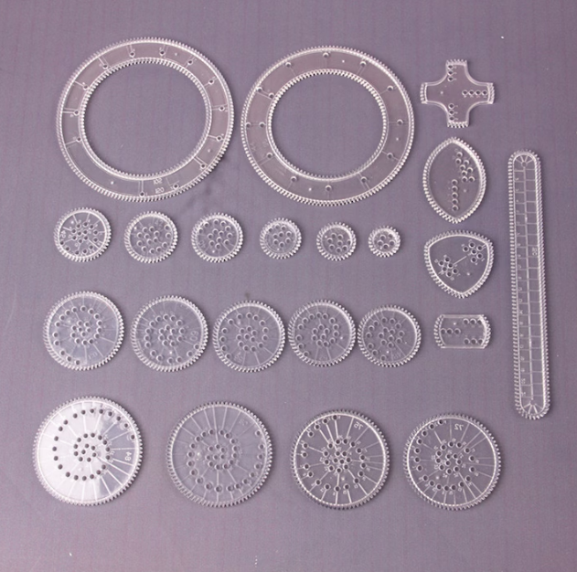 Joc creativ, set sabloane spirograph transparente pentru desen geometric, ADM, 22 piese [4]