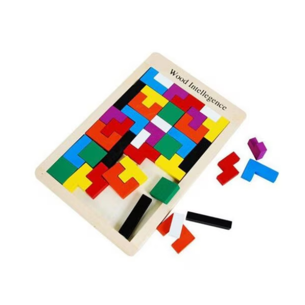 Joc creativ pentru copii - Tangram, Puzzle pt. dezvoltarea inteligentei, CRM, din lemn, cu 40 piese, multicolor [7]