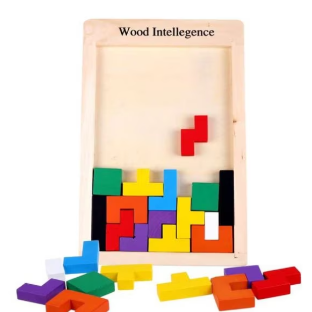 Joc creativ pentru copii - Tangram, Puzzle pt. dezvoltarea inteligentei, CRM, din lemn, cu 40 piese, multicolor [8]