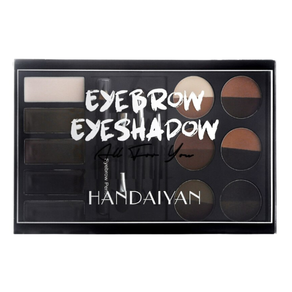 Kit de Styling Sprâncene, Wow Brow/Pro Palette, CRM, cu 6 Farduri Duo, Șabloane și Pensule, Medium Brown [4]