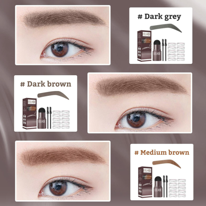 Kit de Styling Sprancene, CRM, Fard, 10 Sabloane si 2 Pensule, Dark Brown [3]