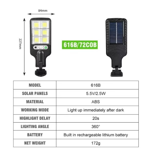 Lampă Solară cu Senzor EVNC – Sensor Street Lamp, 108 COB | Iluminare Eficientă [6]