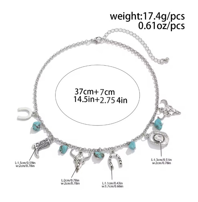 Lănțișor la Bază Gâtului cu 6 Charmuri EVNC - Western Retro Choker [4]