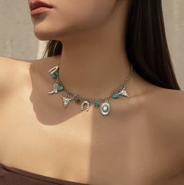 Lănțișor la Bază Gâtului cu 6 Charmuri EVNC - Western Retro Choker [3]