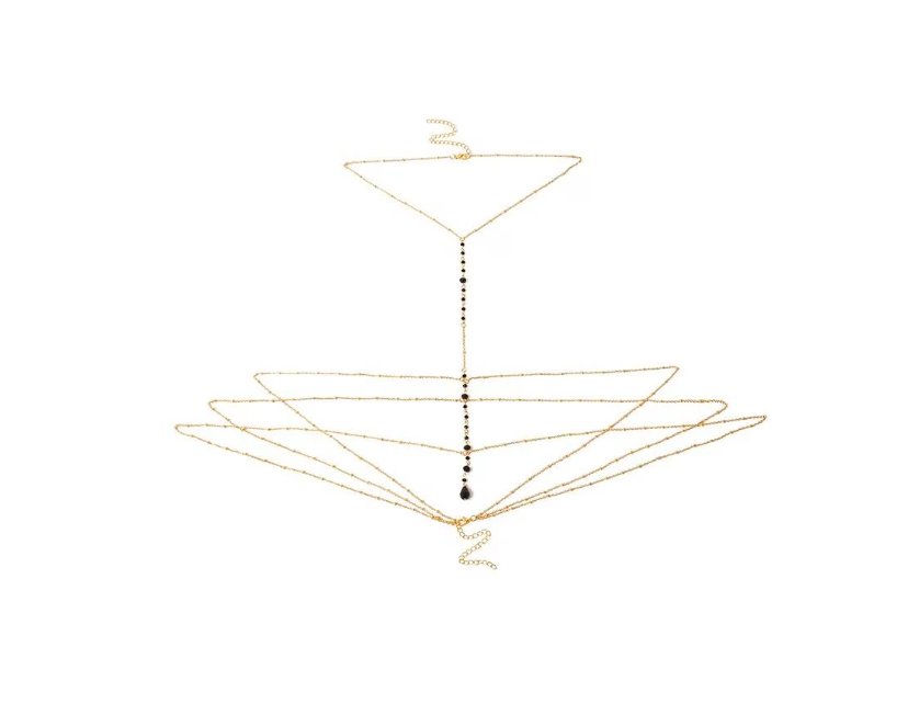 Lantisor pentru corp, ADM, Black Panther – accesoriu body chain elegant, negru-auriu [4]