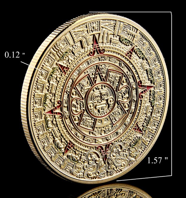 Moneda crypto pentru colectionari, GMO, Maya Aztec, aurie [4]
