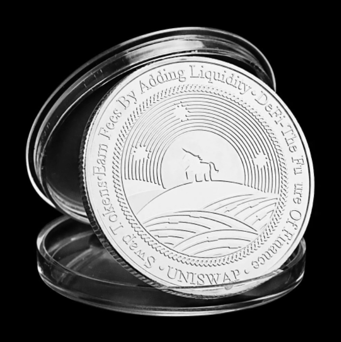 Moneda crypto pentru colectionari, GMO, Uniswap UNI, argintie [3]