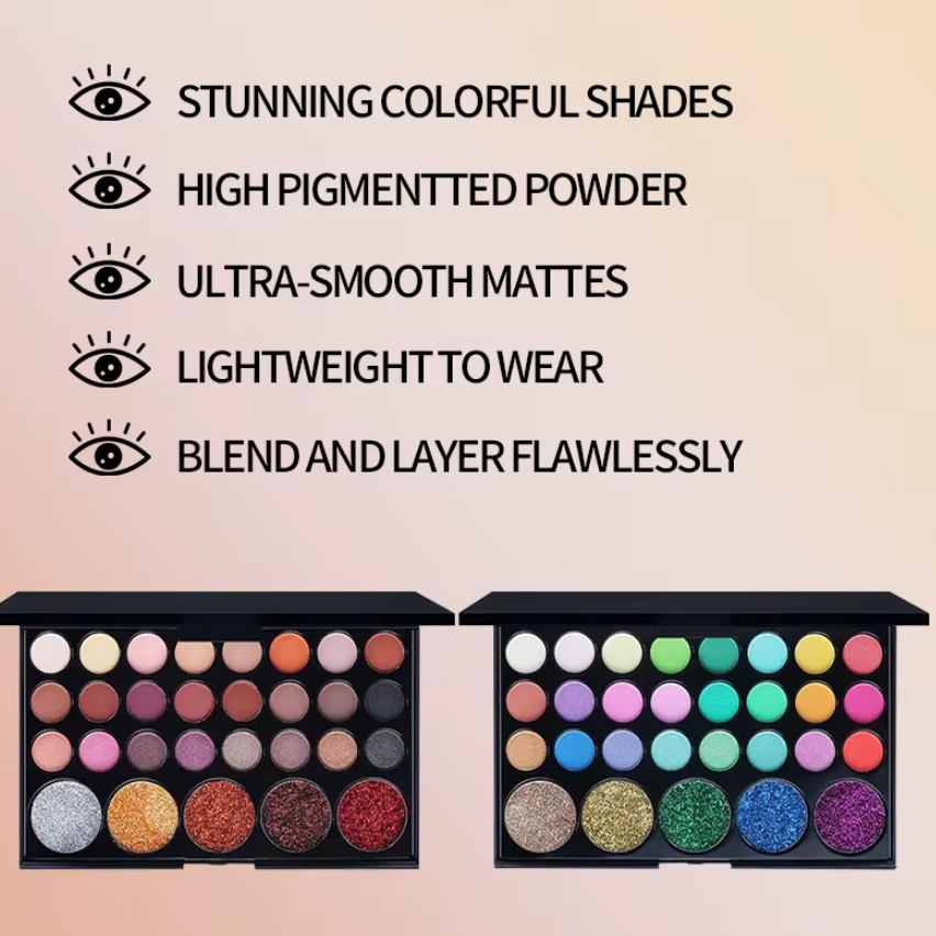 Paletă Fard Pleoape, CRM, 29 Culori Mate & Strălucitoare, cu Sclipici, Machiaj Profesional, Rezistență Lungă, Multicolor [3]
