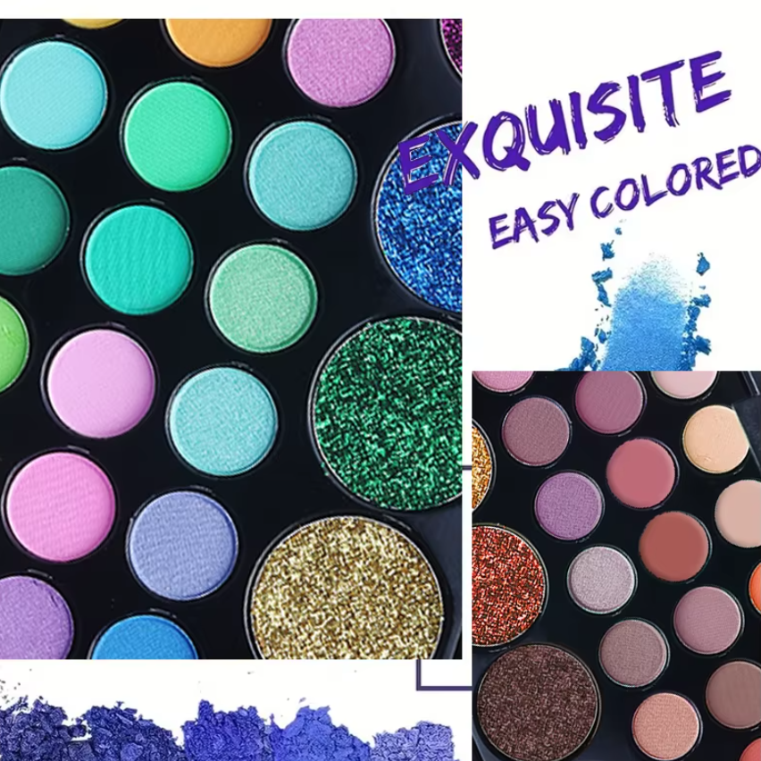 Paletă Fard Pleoape, CRM, 29 Culori Mate & Strălucitoare, cu Sclipici, Machiaj Profesional, Rezistență Lungă, Multicolor [2]