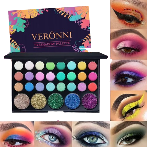 Paletă Fard Pleoape, CRM, 29 Culori Mate & Strălucitoare, cu Sclipici, Machiaj Profesional, Rezistență Lungă, Multicolor [6]