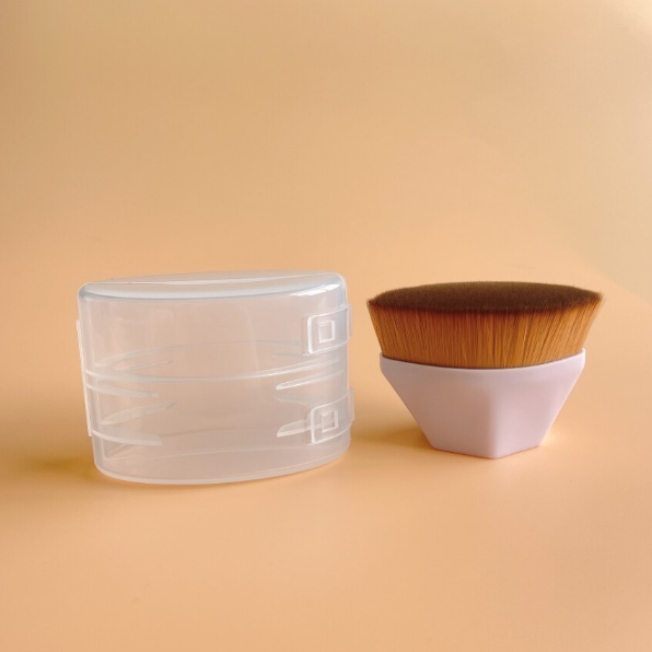 Pensula cosmetica profesionala pentru fond de ten, pudra si produse lichide, CRM, portabila, roz [5]