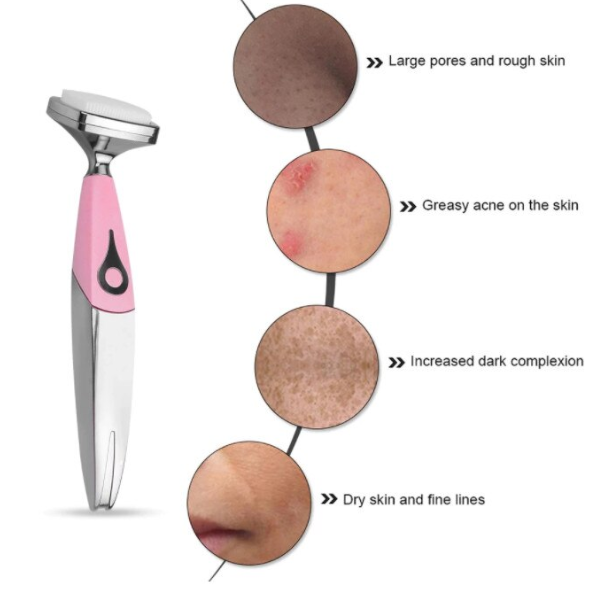 Perie Facială FLORSKIN pentru Îngrijire și Curățare - Îndepărtare Machiaj și Impurități, Roz [2]