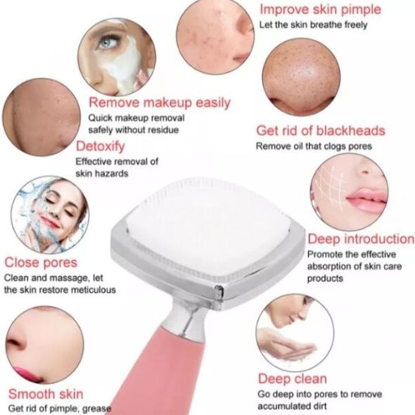 Perie Facială FLORSKIN pentru Îngrijire și Curățare - Îndepărtare Machiaj și Impurități, Roz [4]
