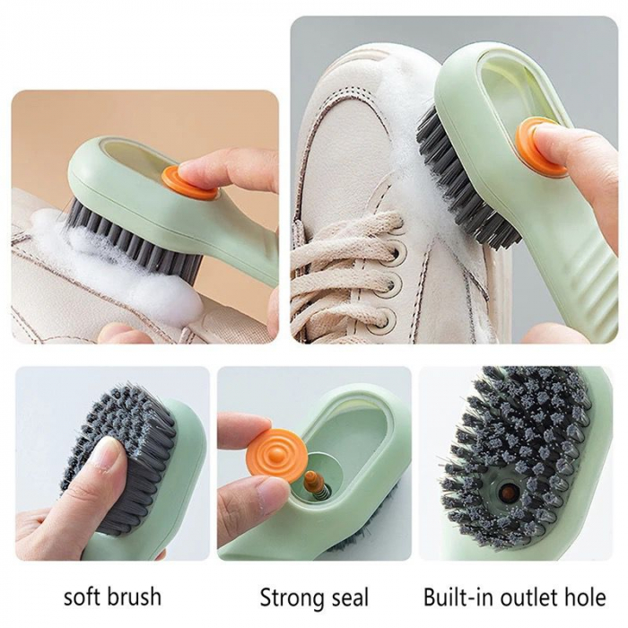 Perie pentru curatare cu recipient pentru detergent, ADM, Soft Bristles Brush, verde [3]