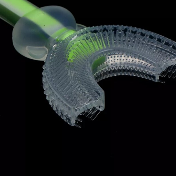 Periuță de dinți copii 2-6 ani, CRM, formă U, silicon moale, ergonomică, verde [3]