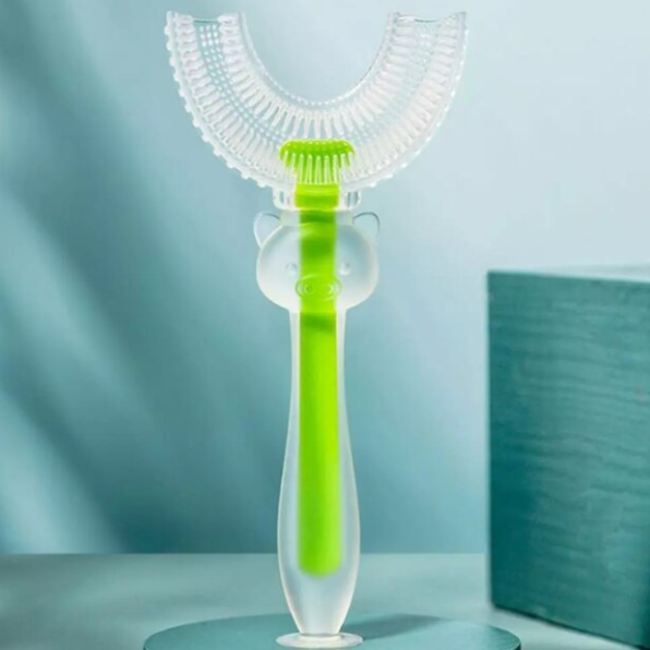 Periuță de dinți copii 2-6 ani, CRM, formă U, silicon moale, ergonomică, verde [2]