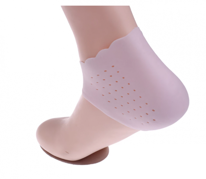 Set pernute din silicon cu gel protector si hidratant pentru calcaie, GMO, Heel Socks, roz [3]