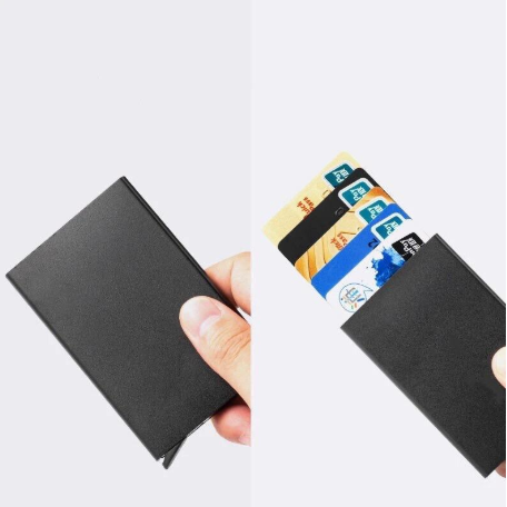 Portcard slim din aluminiu, ADM, securizat RFID, negru [2]