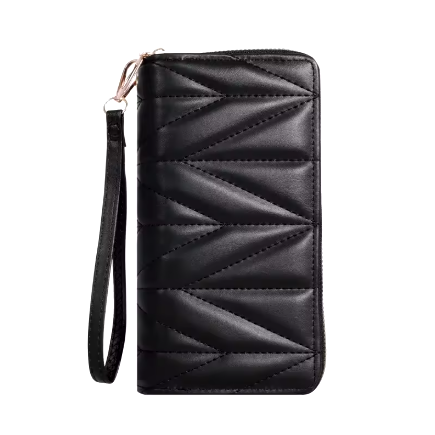 Portofel Elegant pentru Femei, Design Fashion, CRM, cu Fermoar, Negru, 19 x 10 x 2 cm [3]