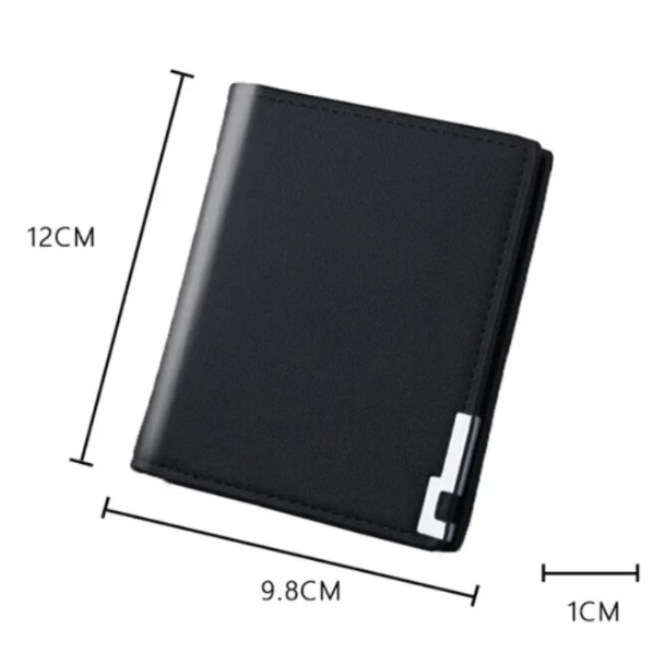 Portofel Bărbătesc Slim, CRM, din PU, Design Transversal, Negru Elegant [3]