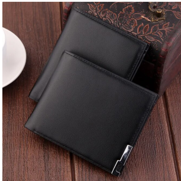 Portofel Bărbătesc Slim, CRM, din PU, Design Transversal, Negru Elegant [4]