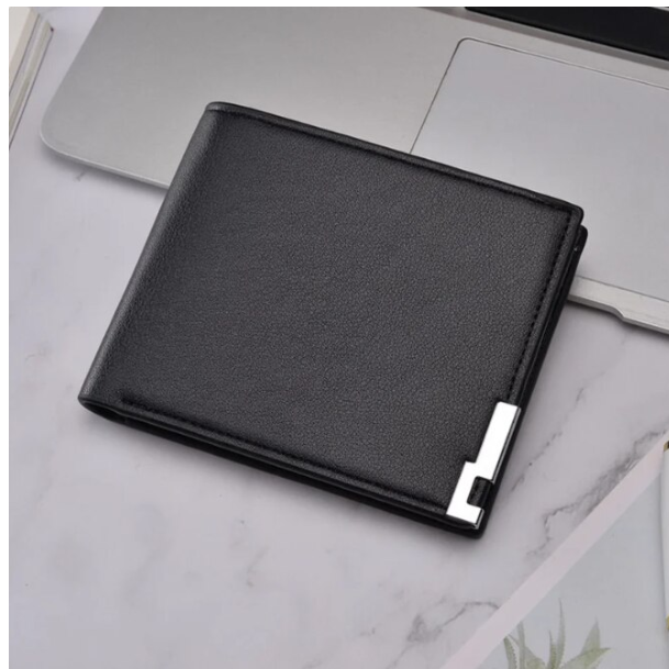Portofel Bărbătesc Slim, CRM, din PU, Design Transversal, Negru Elegant [5]