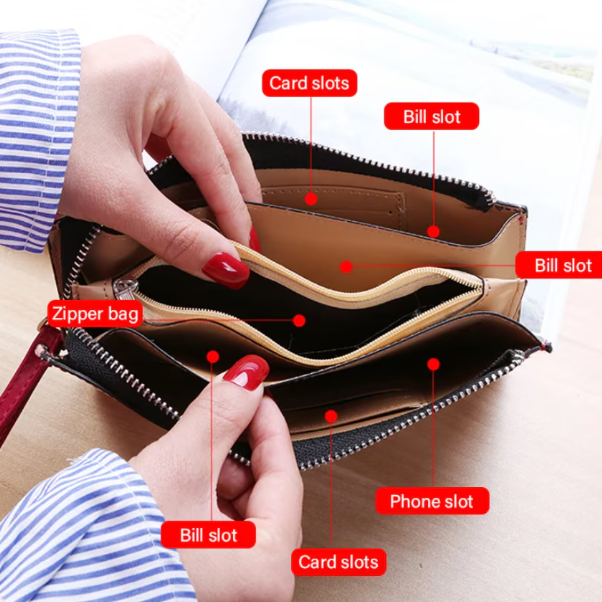 Portofel pentru femei, CRM, din Piele, cu Fermoar, Albastru, 21 x 11.5 cm [4]