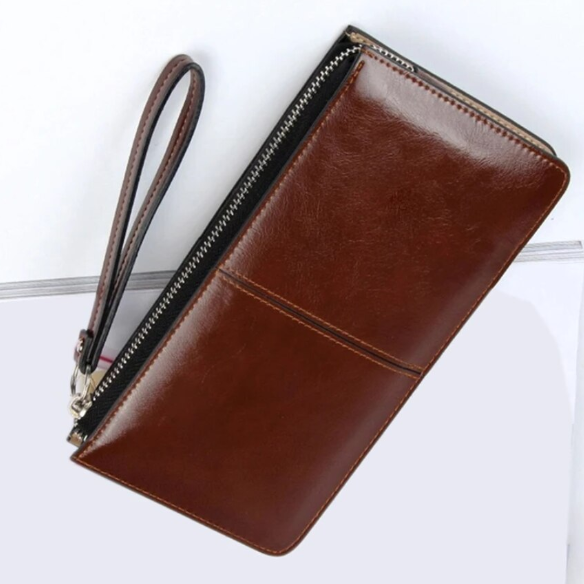 Portofel pentru femei, CRM, din Piele, cu Fermoar, Maro, 21 x 11.5 cm  [5]