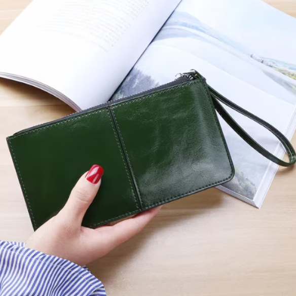 Portofel pentru femei, CRM, din Piele, cu Fermoar, Verde, 21 x 11.5 cm [2]