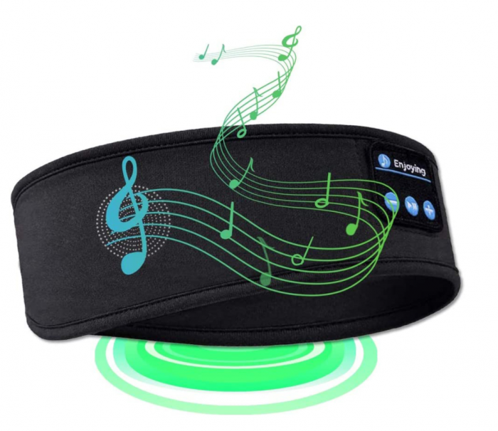 Bentita sport pentru alergat, GMO, Music & Run, cu bluethooth 5.0 si microfon incorporat, neagra [3]