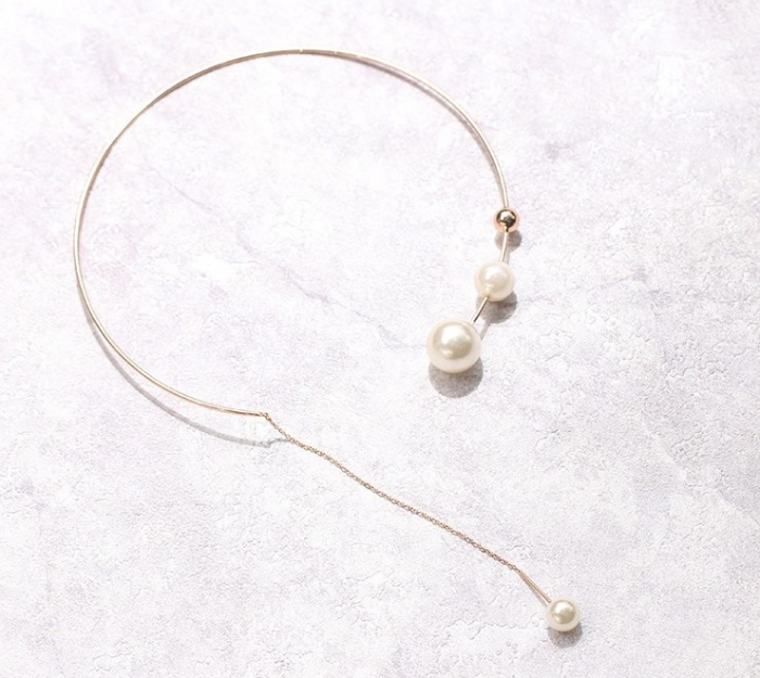 Colier tip Choker cu pandativ perla, EVNC, Pearl Collar [3]