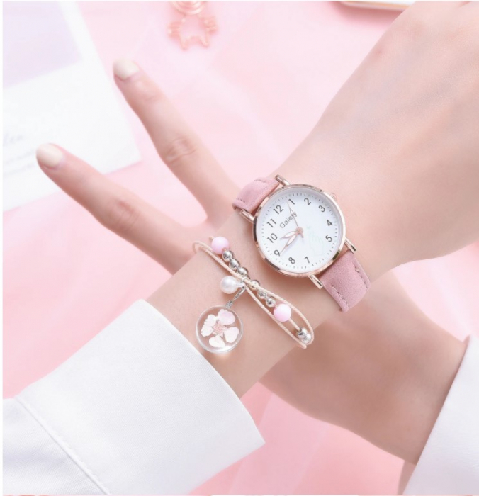 Set ceas elegant cu bratara, EVNC, Geneva Pink, Roz [3]