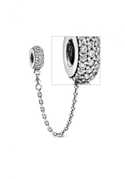 Charm dublu  pentru bratara cu lant de siguranta, EVNC, Krassus,  cu zirconiu cubic transparent [2]