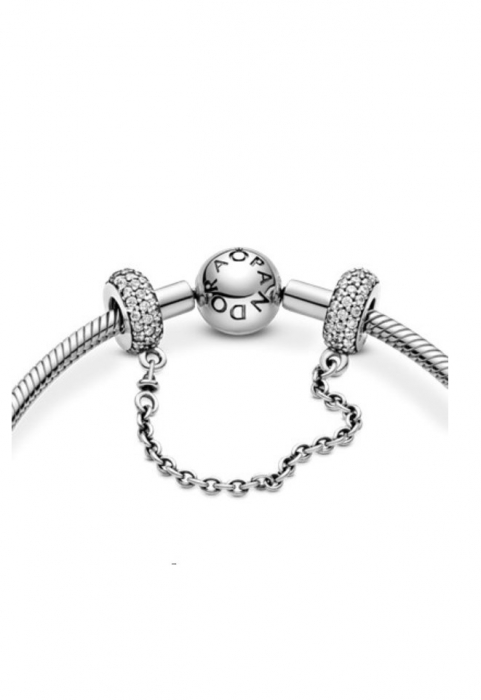 Charm dublu  pentru bratara cu lant de siguranta, EVNC, Krassus,  cu zirconiu cubic transparent [3]