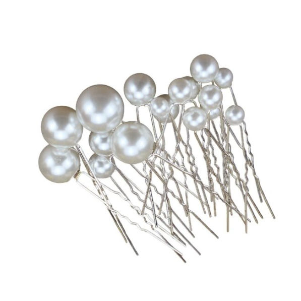Set 18 Ace pentru par, CRM, decoratiuni elegante, alb/auriu [5]