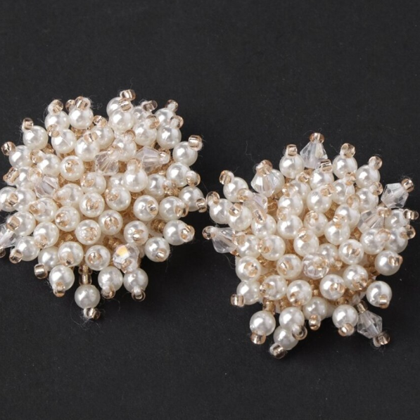 Set 2 accesorii decorative, CRM, 3 cm, alb-auriu [6]