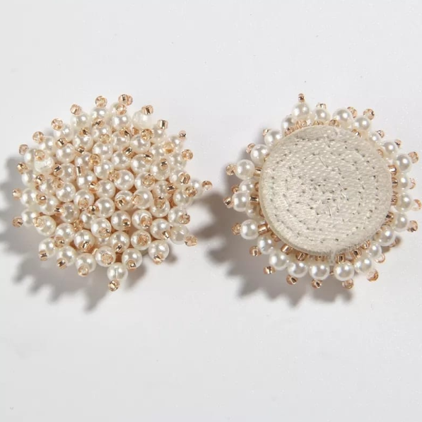 Set 2 accesorii decorative, CRM, 3 cm, alb-auriu [4]