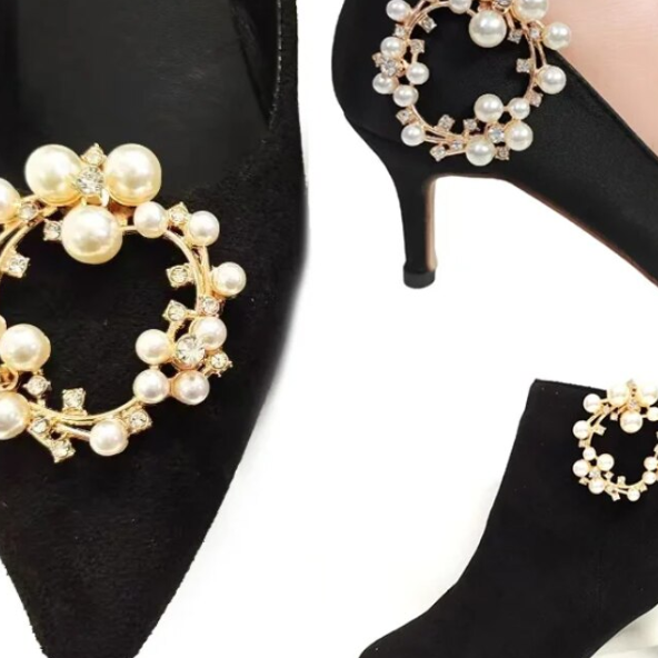 Set 2 Accesorii Decorative, CRM, Pantofi/Geanta, Metal/Strass, Auriu, 5.5 cm [7]