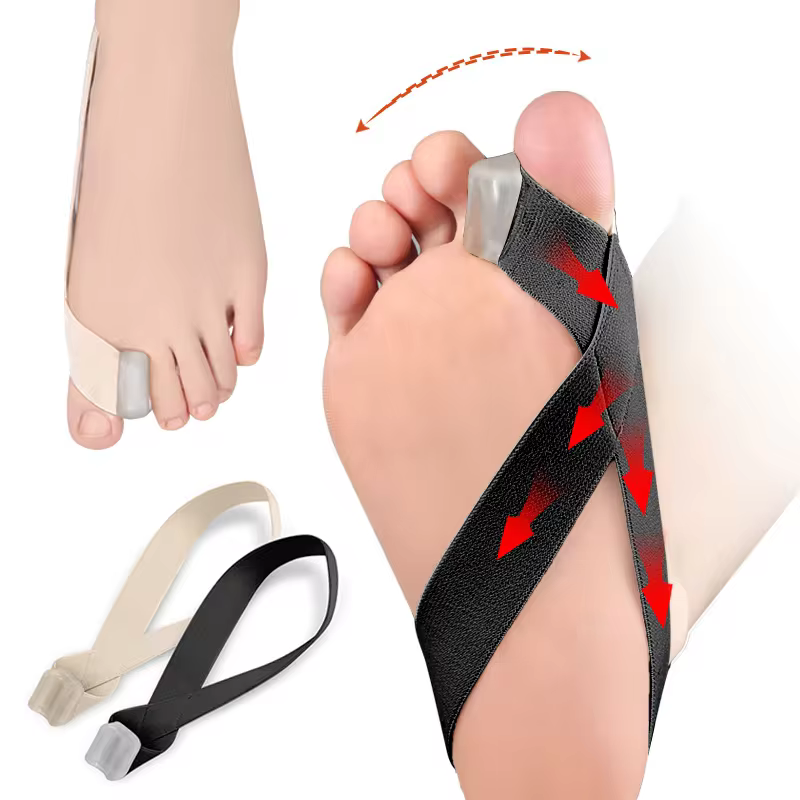 Set 2 corectoare Hallux Valgus pentru degetul mare, cu bandă elastică și separator degete, mărime universală, culoare nude [2]