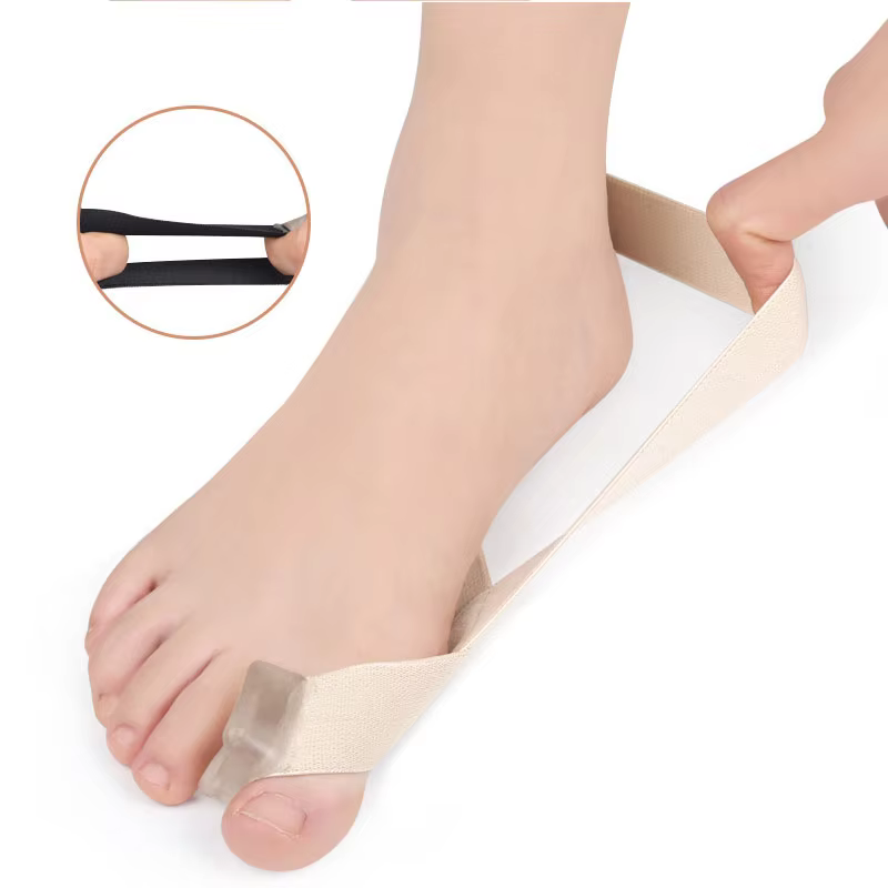 Set 2 corectoare Hallux Valgus pentru degetul mare, cu bandă elastică și separator degete, mărime universală, culoare nude [4]