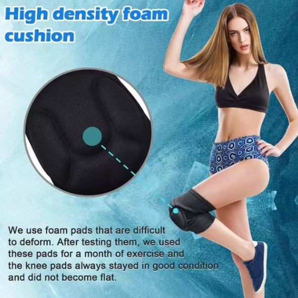 Set 2 genunchiere elastice cu protecție, CRM, unisex, mărime universală, pentru lucru sau sport, negru [5]