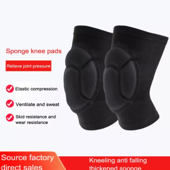 Set 2 genunchiere elastice cu protecție, CRM, unisex, mărime universală, pentru lucru sau sport, negru [2]