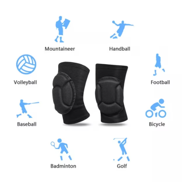 Set 2 genunchiere elastice cu protecție, CRM, unisex, mărime universală, pentru lucru sau sport, negru [4]