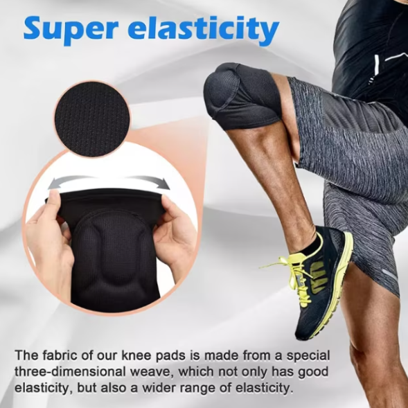 Set 2 genunchiere elastice cu protecție, CRM, unisex, mărime universală, pentru lucru sau sport, negru [3]