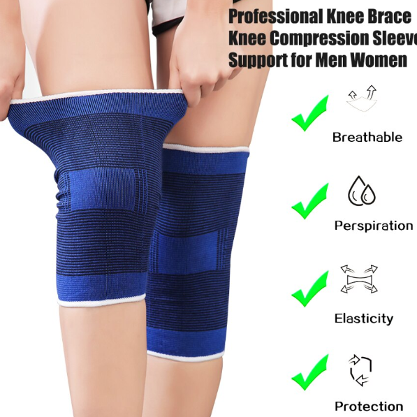 Set 2 Genunchiere Sport, CRM, Bandaj Elastic cu Compresie, Mărime Universală, Unisex, Albastru [5]